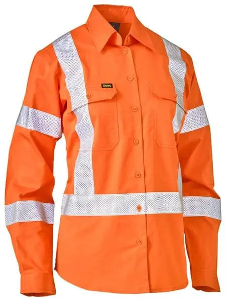 Women's X Taped Biomotion Hi Vis Cool Lightweight Drill Shirt BL6166XT Metro Workwear.